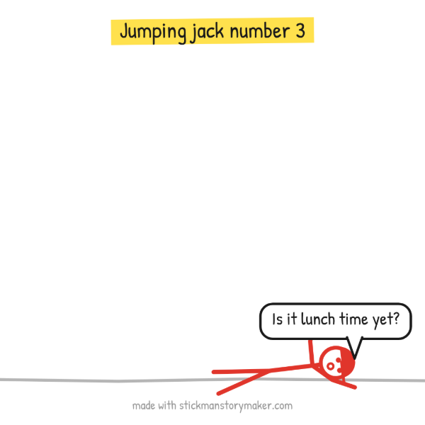A scene from the "Gym day one" stick figure video