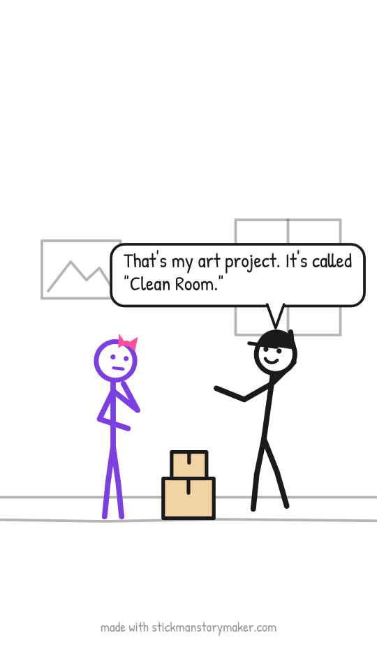 Preview: a scene from the "The messy room" stick figure video